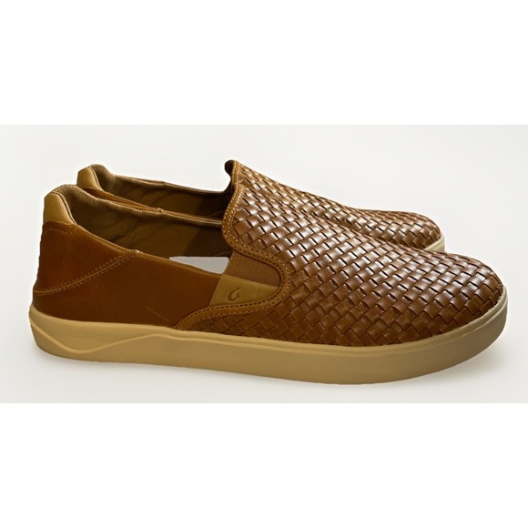 Olukai Lae'ahi Lauhala Men's Casual Woven Leather Slip On Shoes FXFX Size 13 - Picture 1 of 9